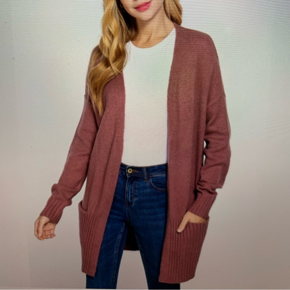 Active USA Classic Coastal Minimalist Neutral Sweater Cardigan Small